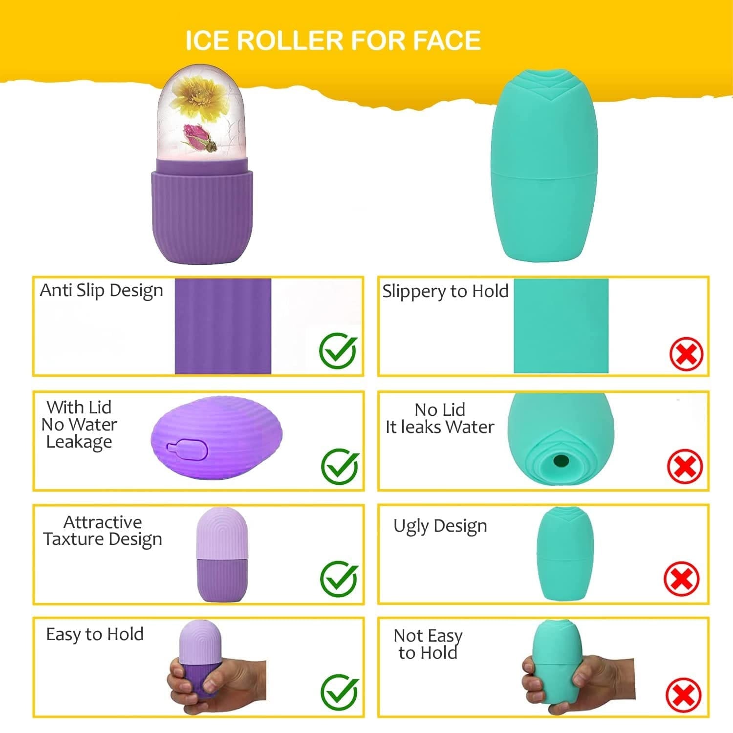 Silicone Face Ice Roller Massager
